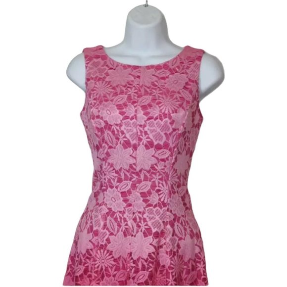 New York and Company womens dress size 0 pink ombre lace fit & flare mini - Picture 5 of 10